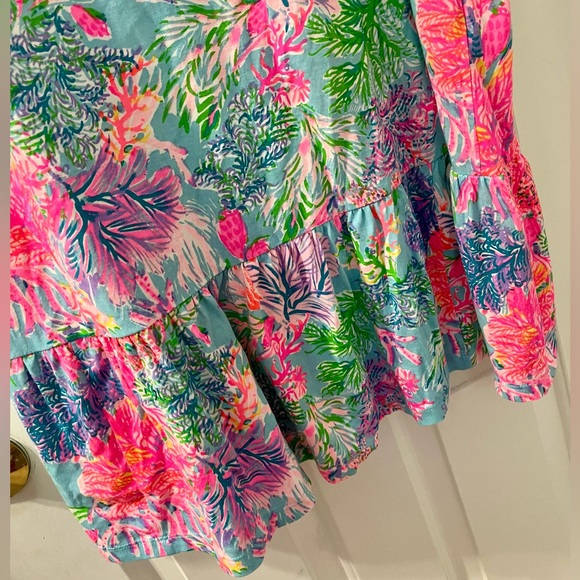 Lilly Pulitzer Malone Dress Celestial Blue Cay to My Heart Pink XL Cotton EUC - Picture 6 of 9